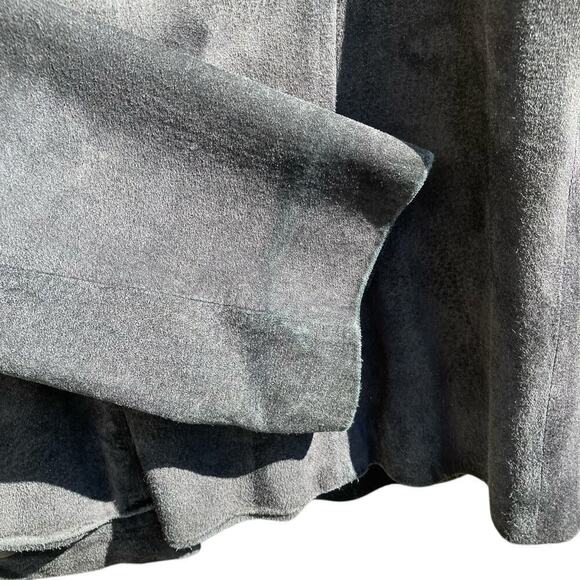 LOFT Vintage Y2K Black Suede Jacket Button Front Relaxed Casual Whimsygoth Sz L - Picture 4 of 16